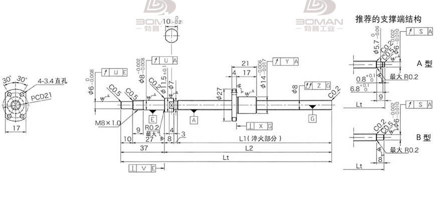 KURODA DP0802JS-HDNR-0180B-C3F 日本黑田丝杆和THK丝杠